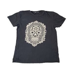 Obey Women's Black Sugar Skull Fiend Worldwide Propaganda T-shirt XS